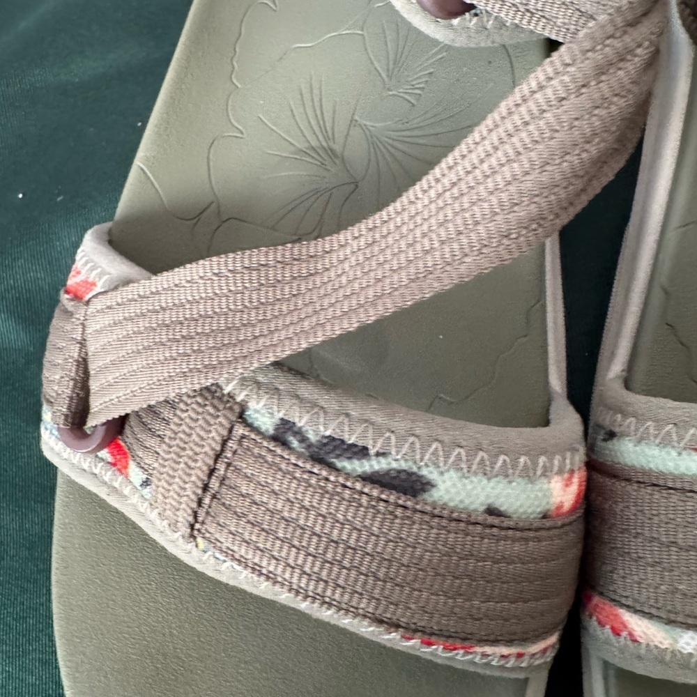 Earth Origins Strappy Sandal Womens 9 Olive Vivvy Hiking Vegan Beach Walking - Picture 5 of 16